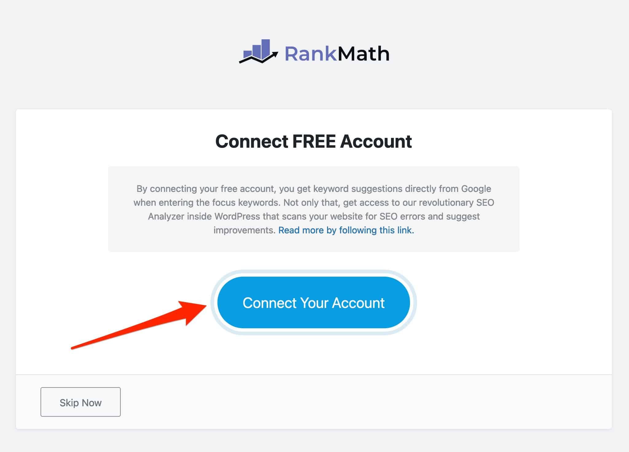 Connexion à un compte Rank Math.