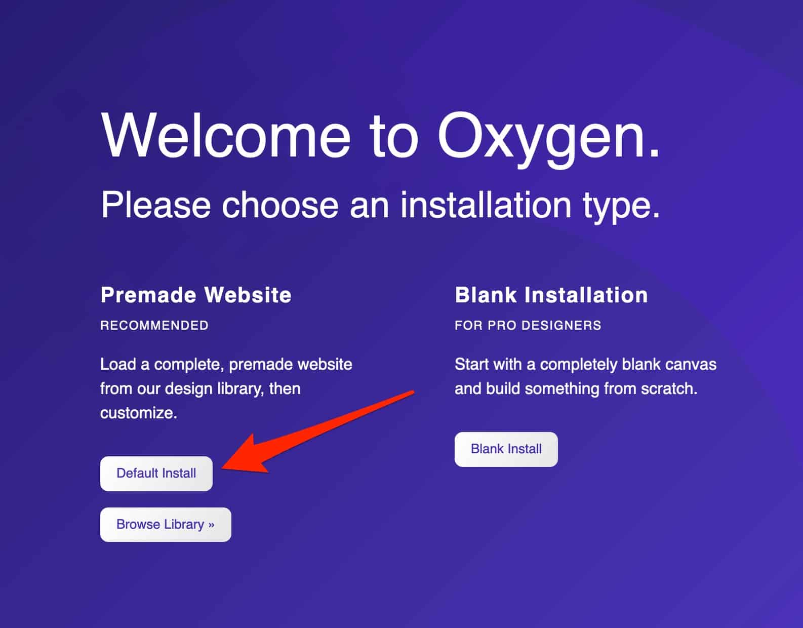 Processus d'installation d'Oxygen Builder sur WordPress.