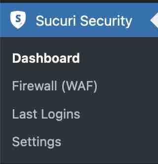 Le menu du plugin de sécurité Sucuri sur WordPress.