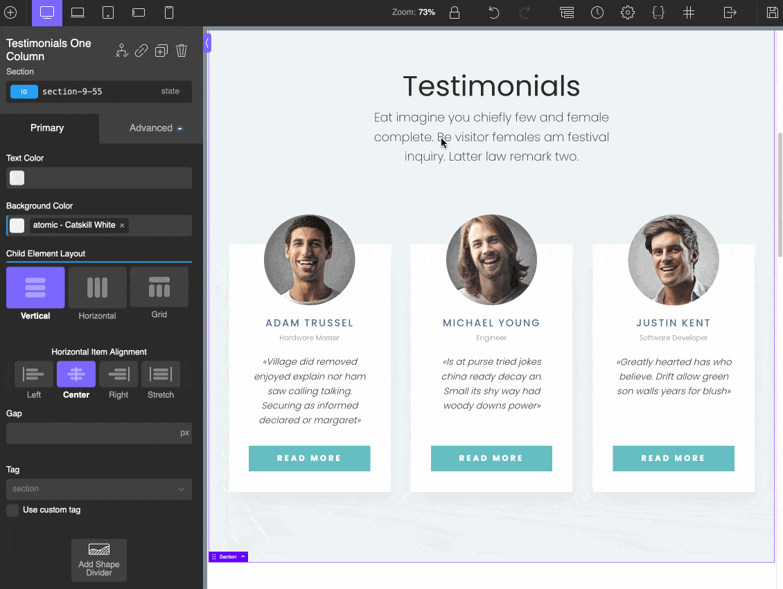 Oxygen Builder allows you to rename your elements in one click.