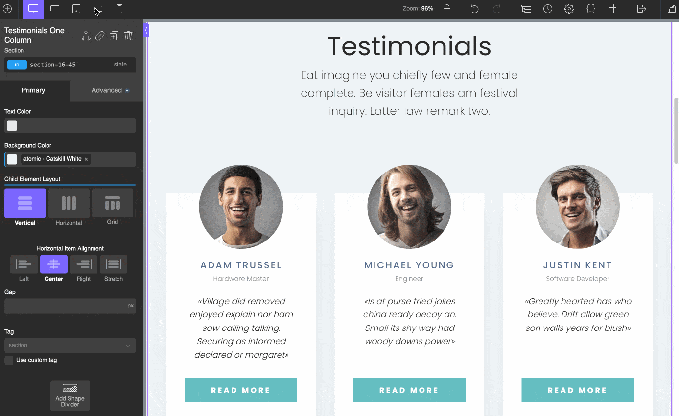Control the responsive alignment of your elements.