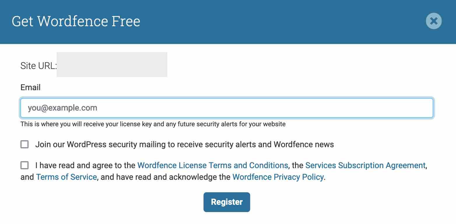 Wordfence Security vous réclame une clé de licence pour être fonctionnel.