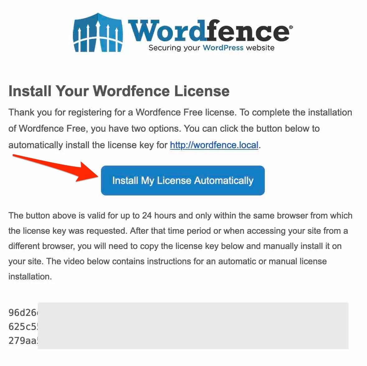 Wordfence peut s'installer automatiquement pour vous.