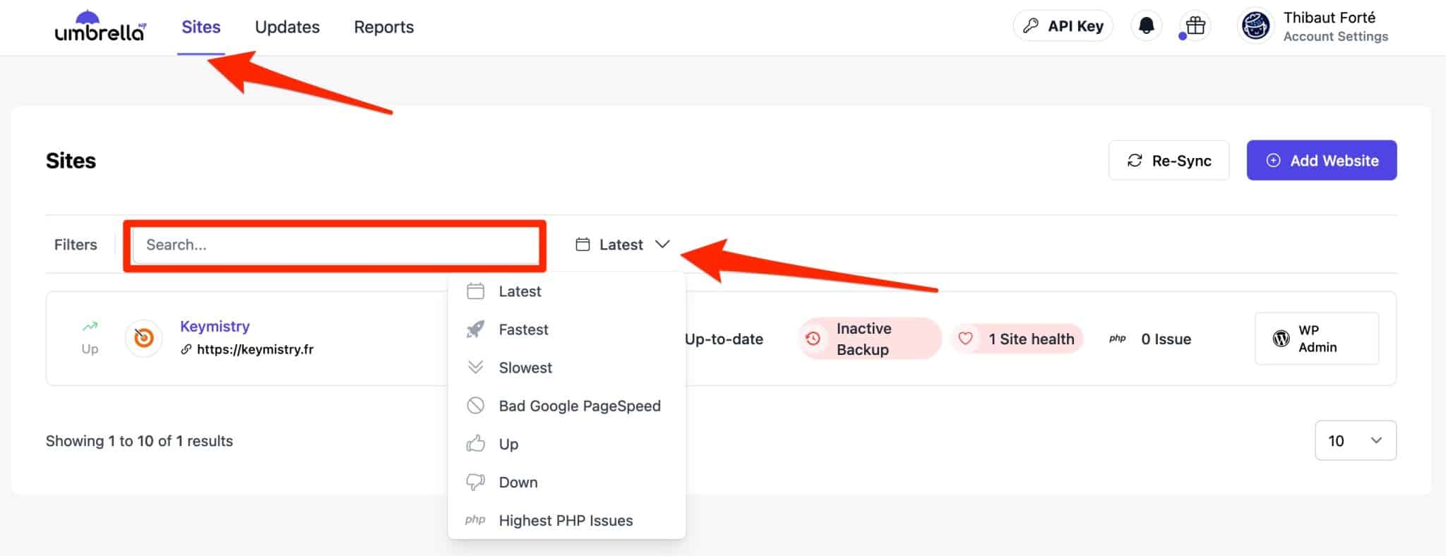 How the WP Umbrella dashboard works. 