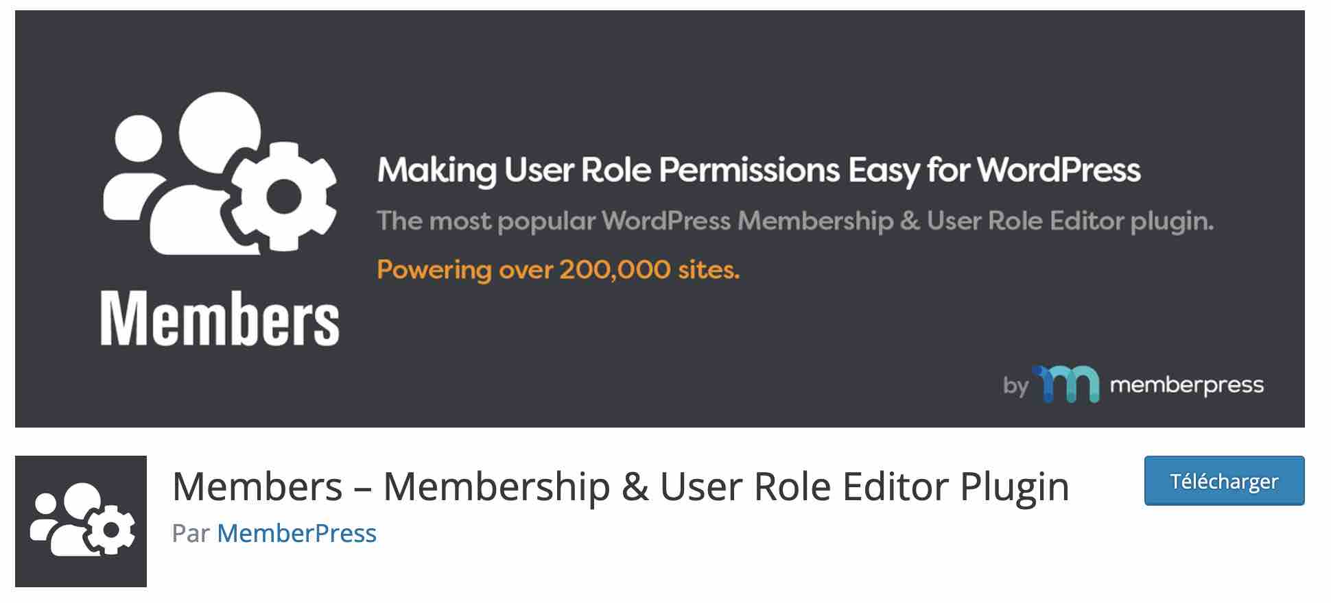 Members permet de personnaliser les permissions d'un rôle utilisateur WordPress.