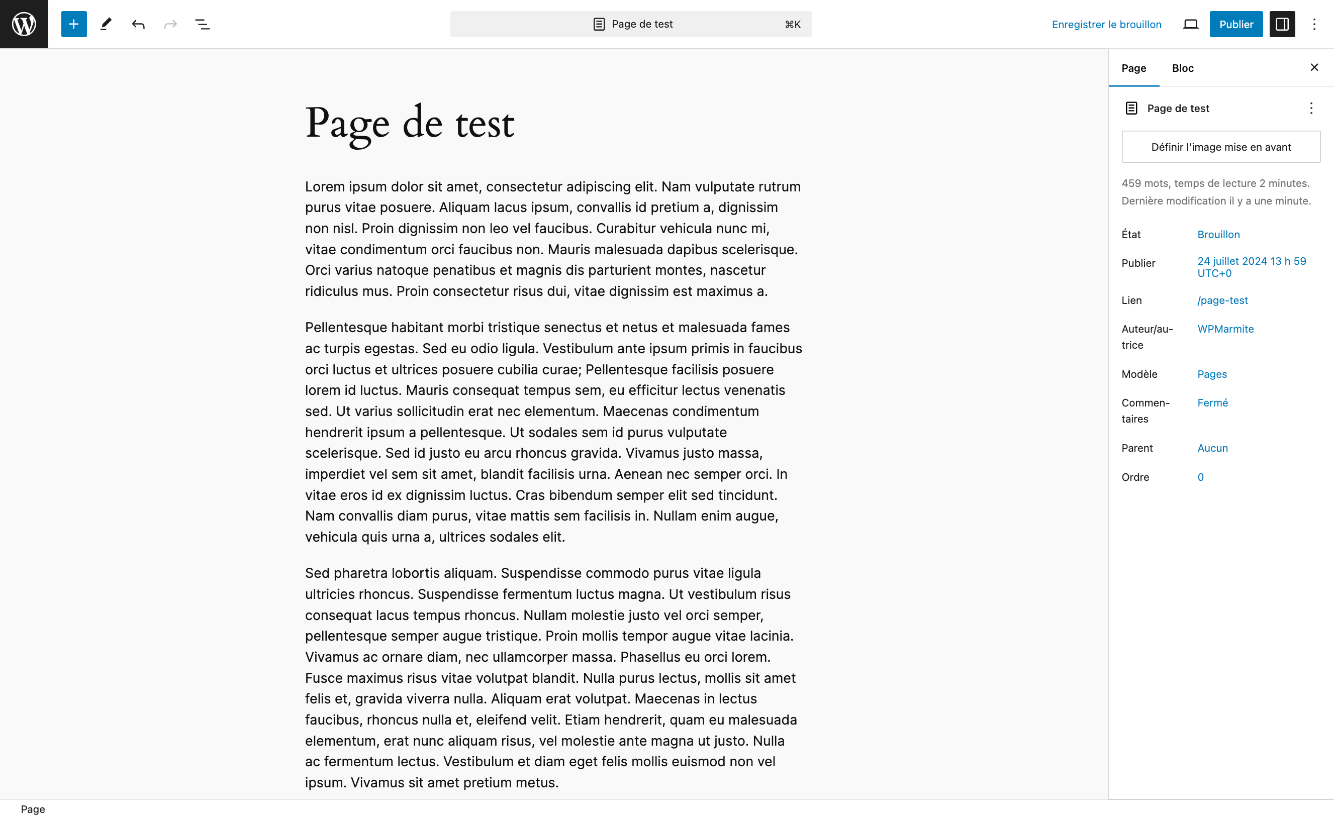 Une page WordPress protégée par un mot de passe.