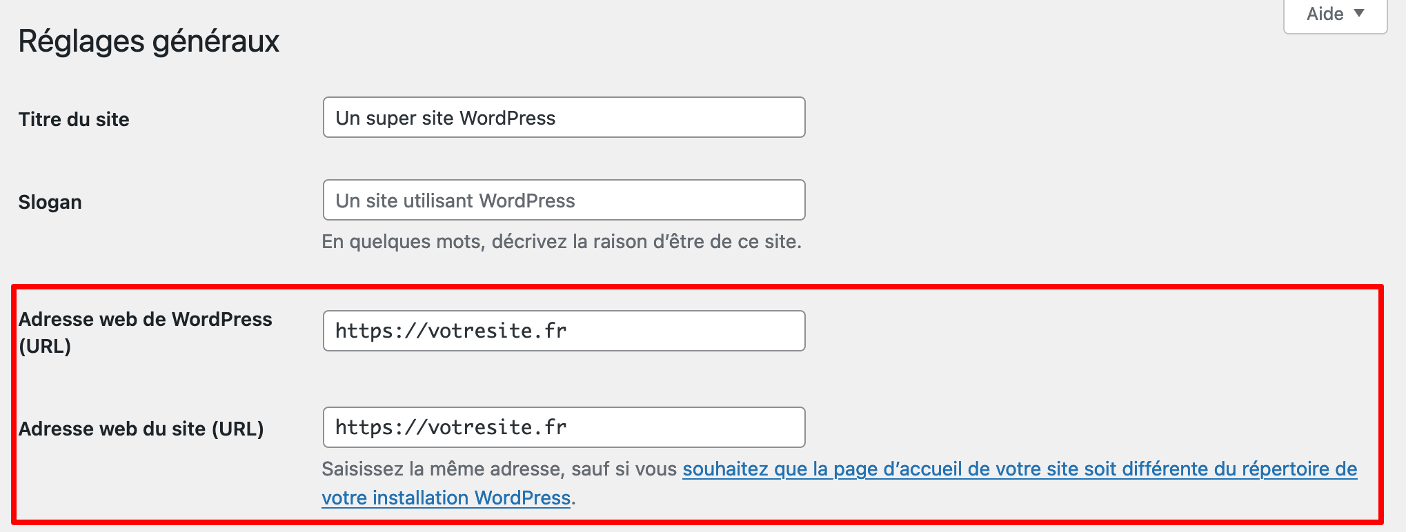 Changer l'URL d'un site WordPress implique de modifier son adresse web.