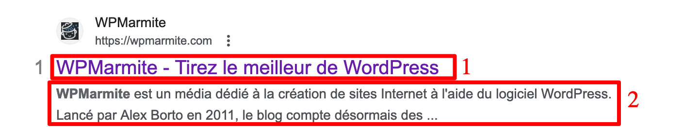 Balises title et méta-description sur Google.