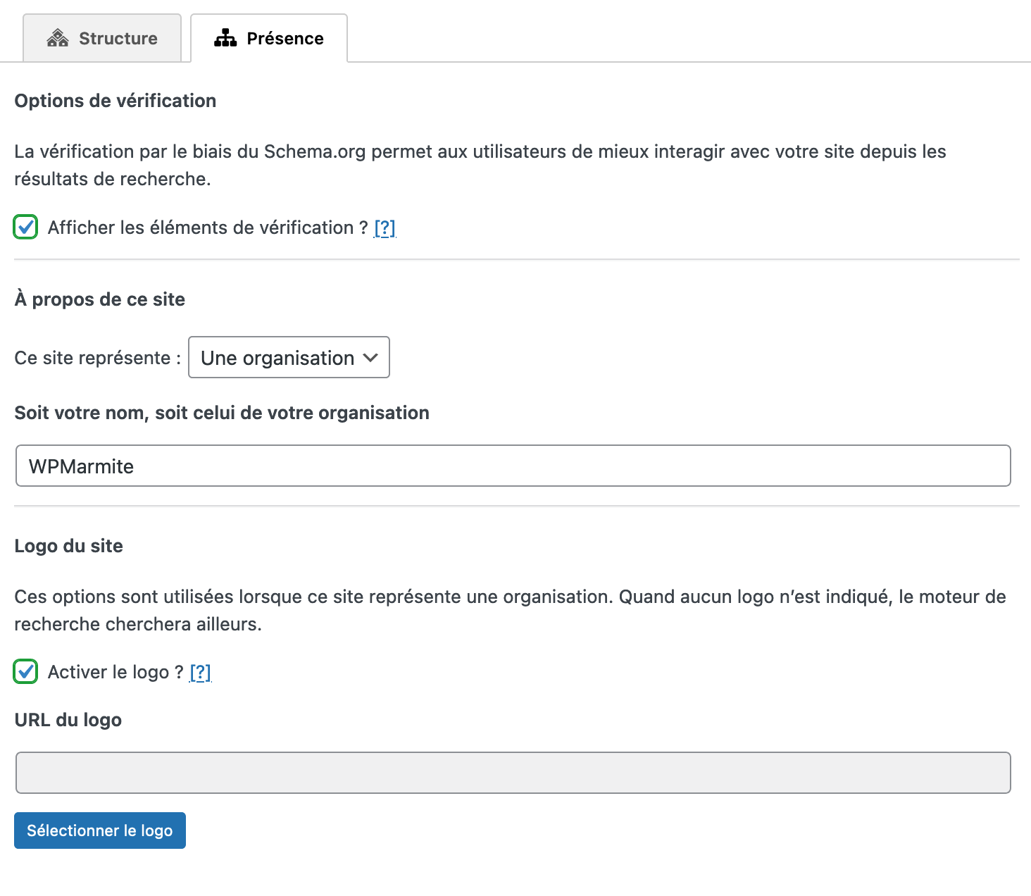 Des réglages Knowledge Graph sont possibles avec le plugin The SEO Framework.