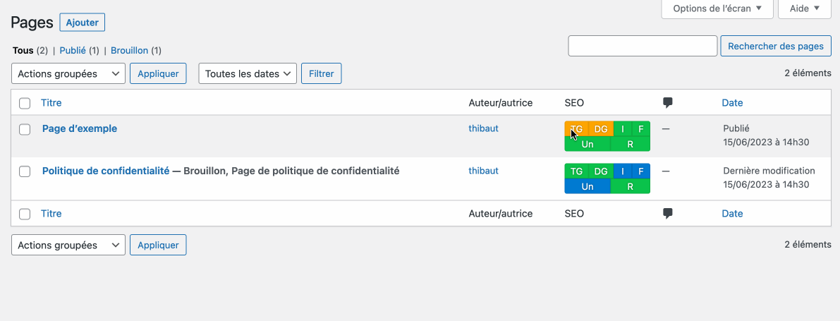 La SEO Bar de The SEO framework.