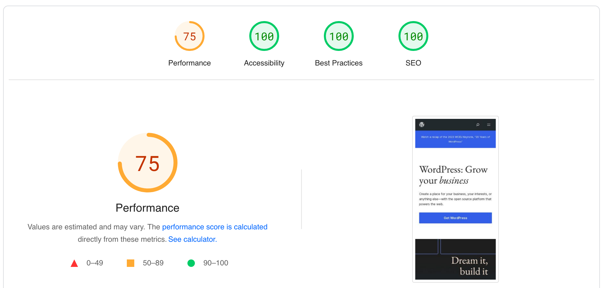 Google's PageSpeed Insights tool.