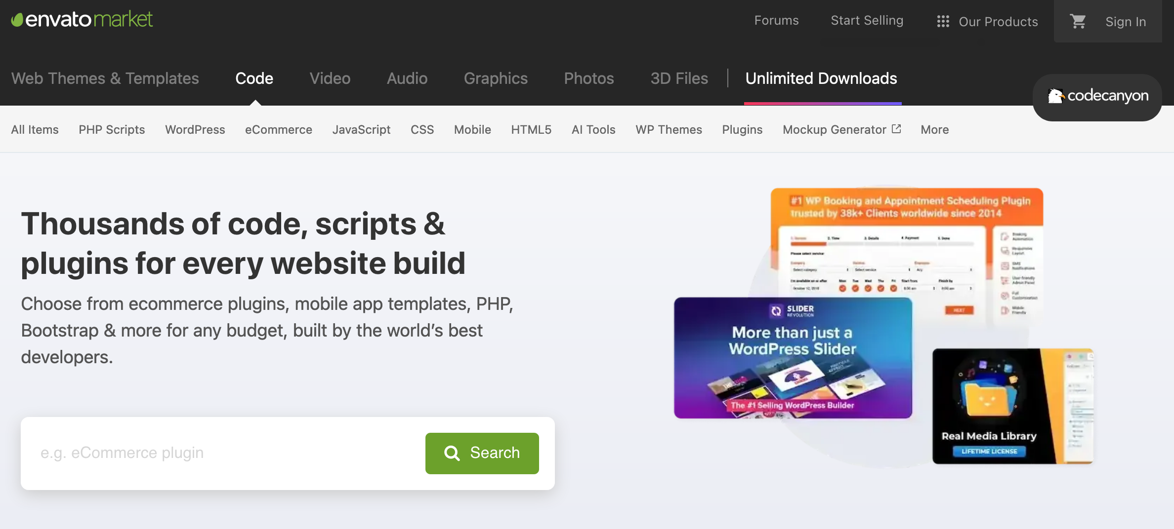 CodeCanyon vend des plugins WordPress. 