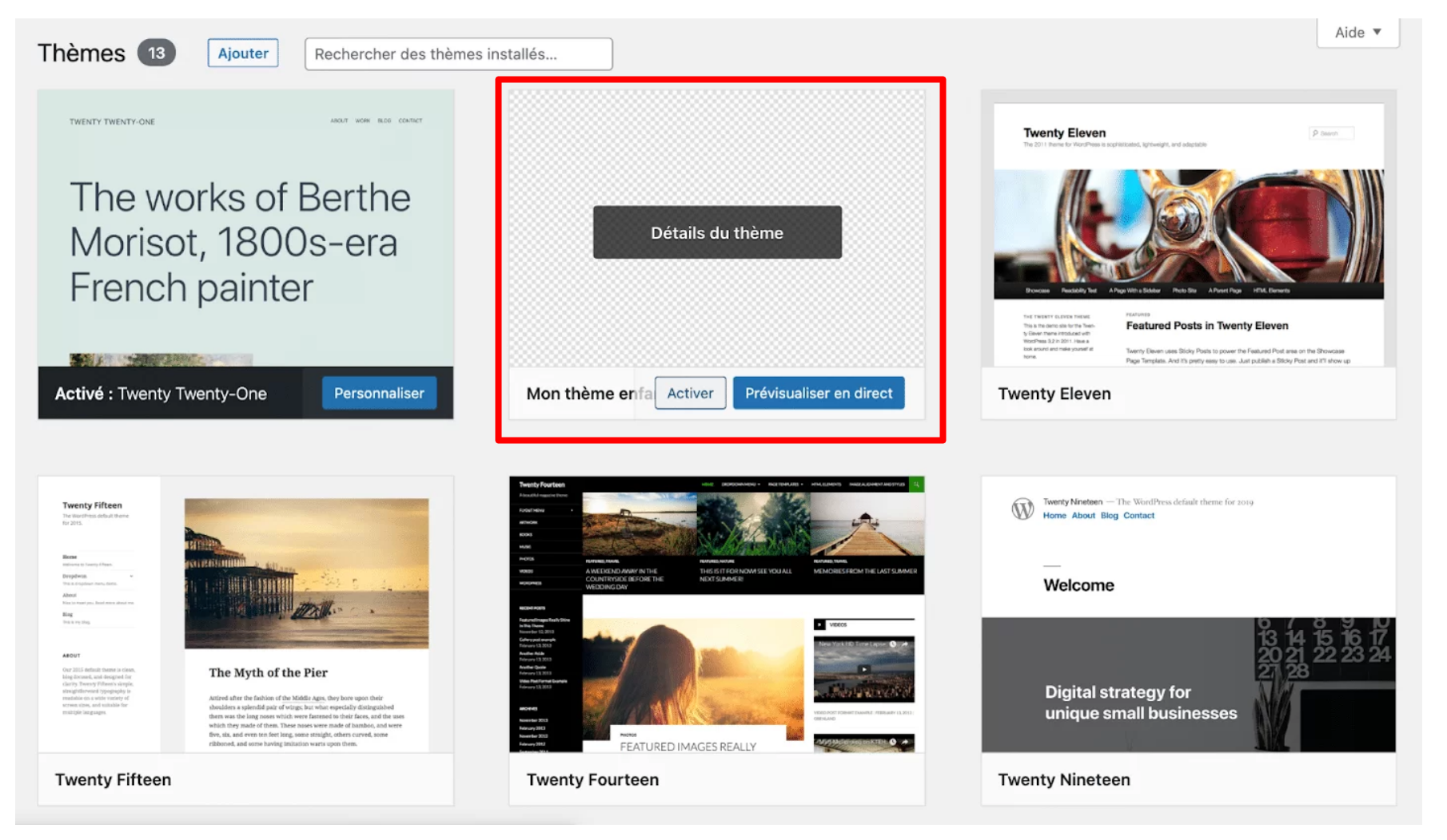Personnalisation d'un thème WordPress avec un thème enfant.