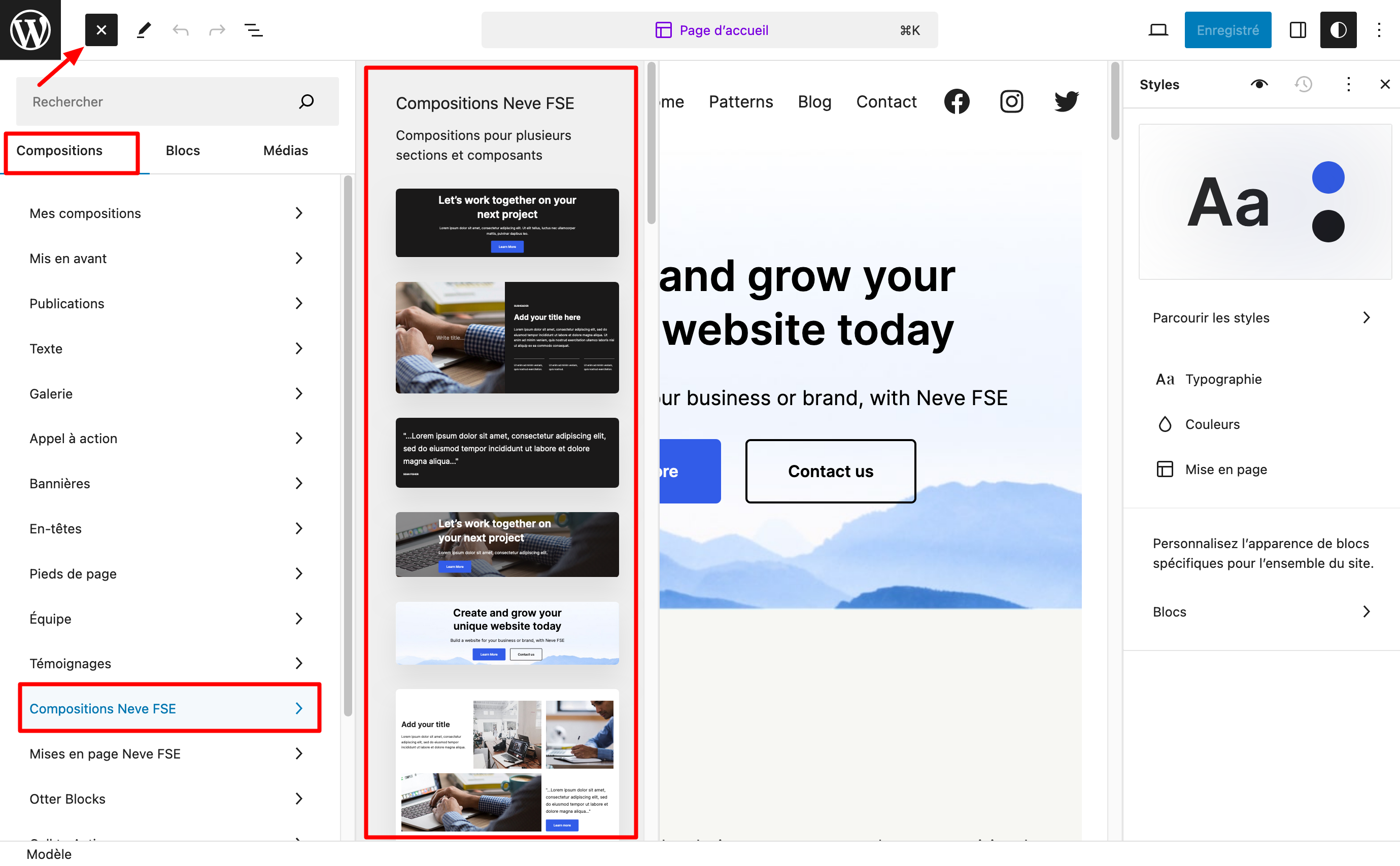 Les compositions proposées par Neve FSE.