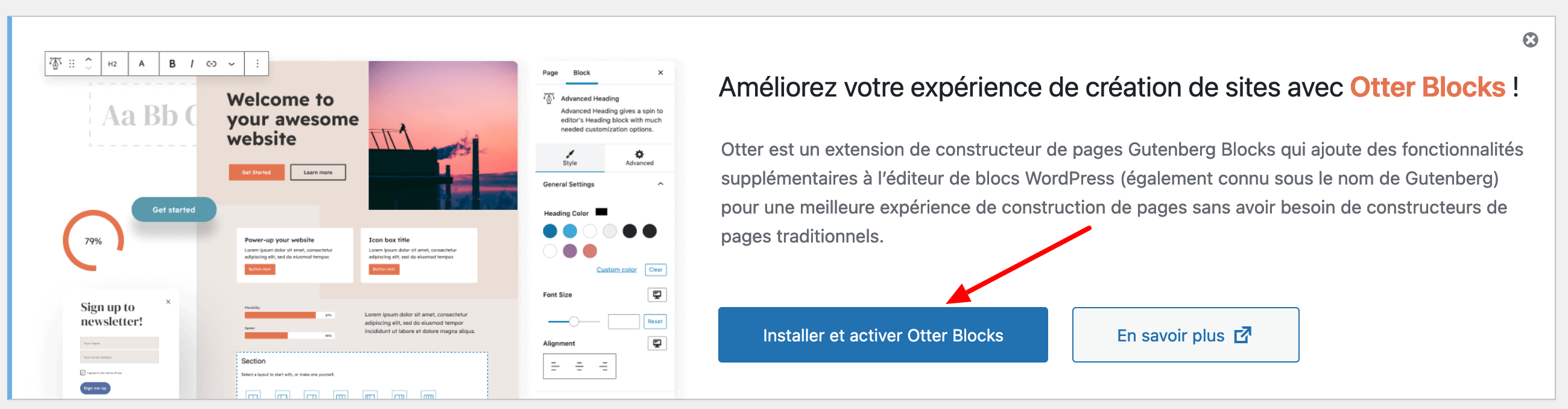Installation et activation d'Otter Blocks. 