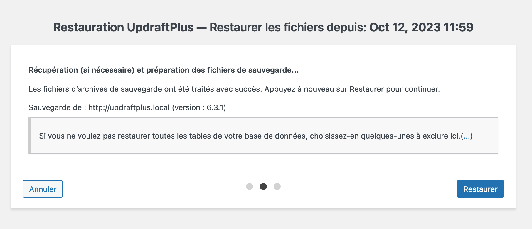 Récupération des fichiers de sauvegarde sur UpdraftPlus. 