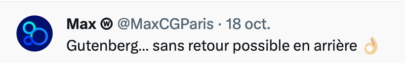 Max sur X préfère Gutenberg à l'éditeur classique de WordPress. 