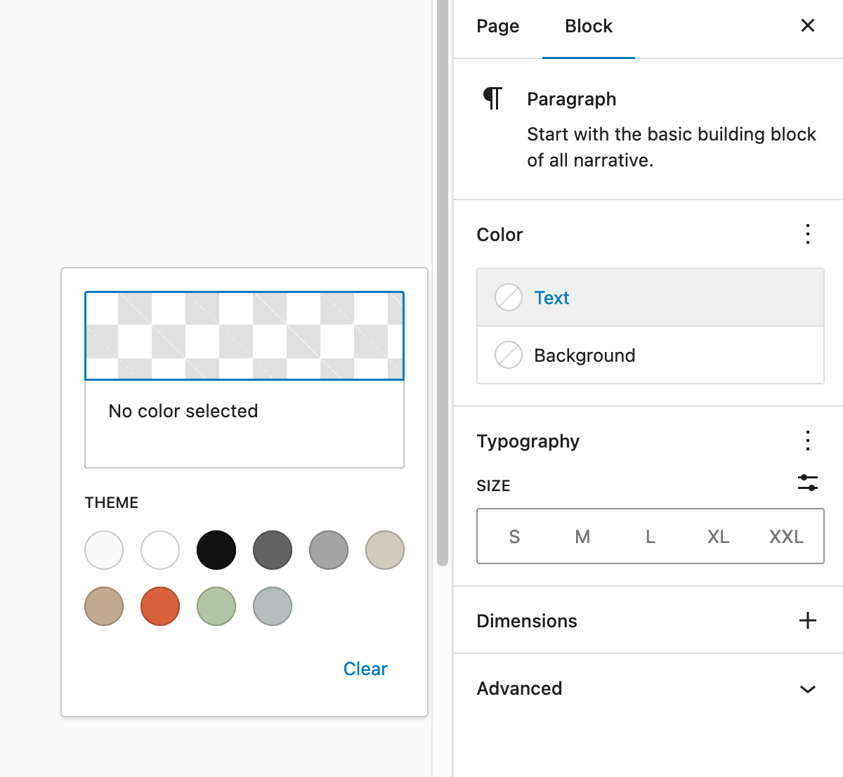Style customization options with Gutenberg.