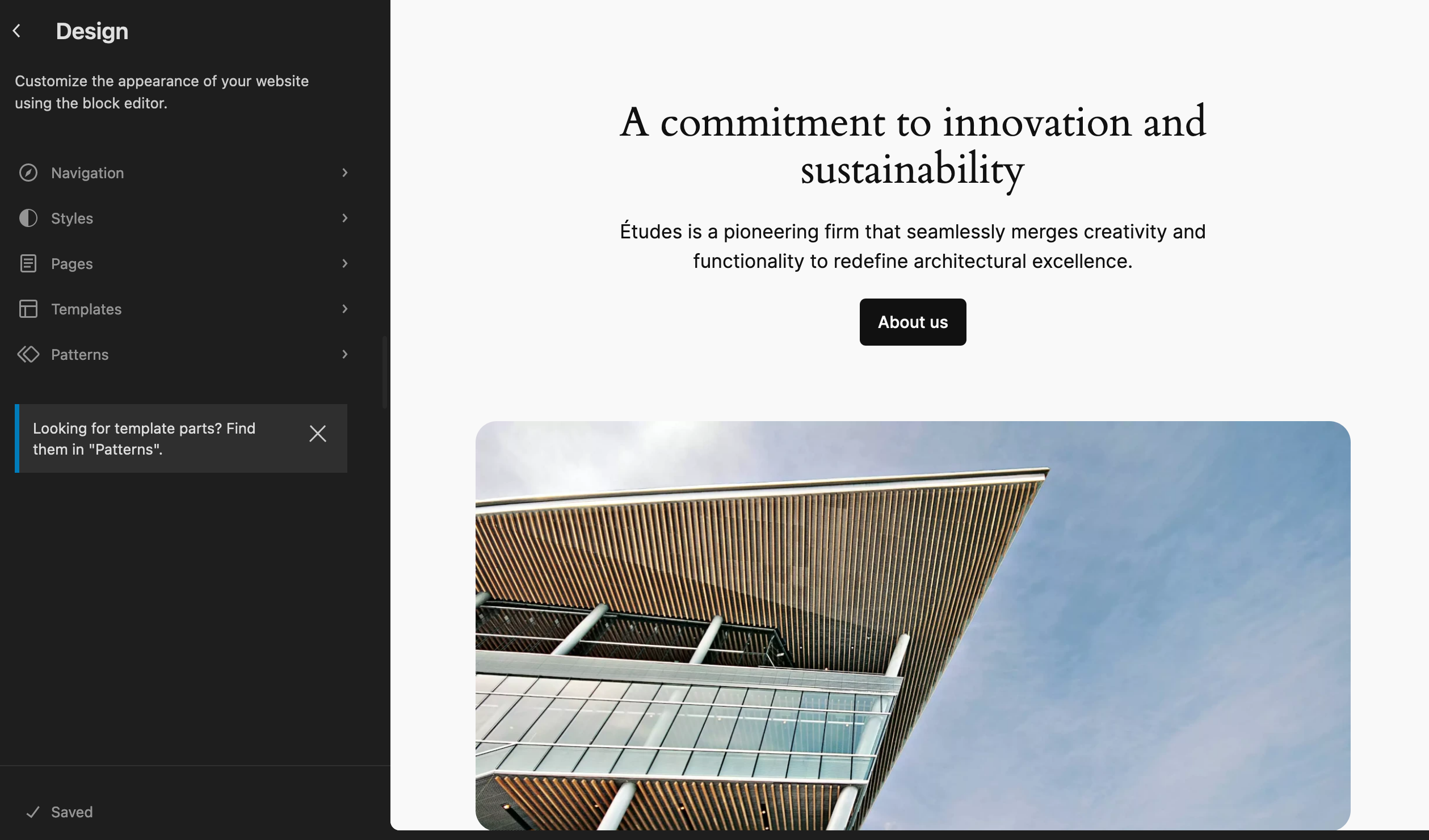 The WordPress Site Editor.