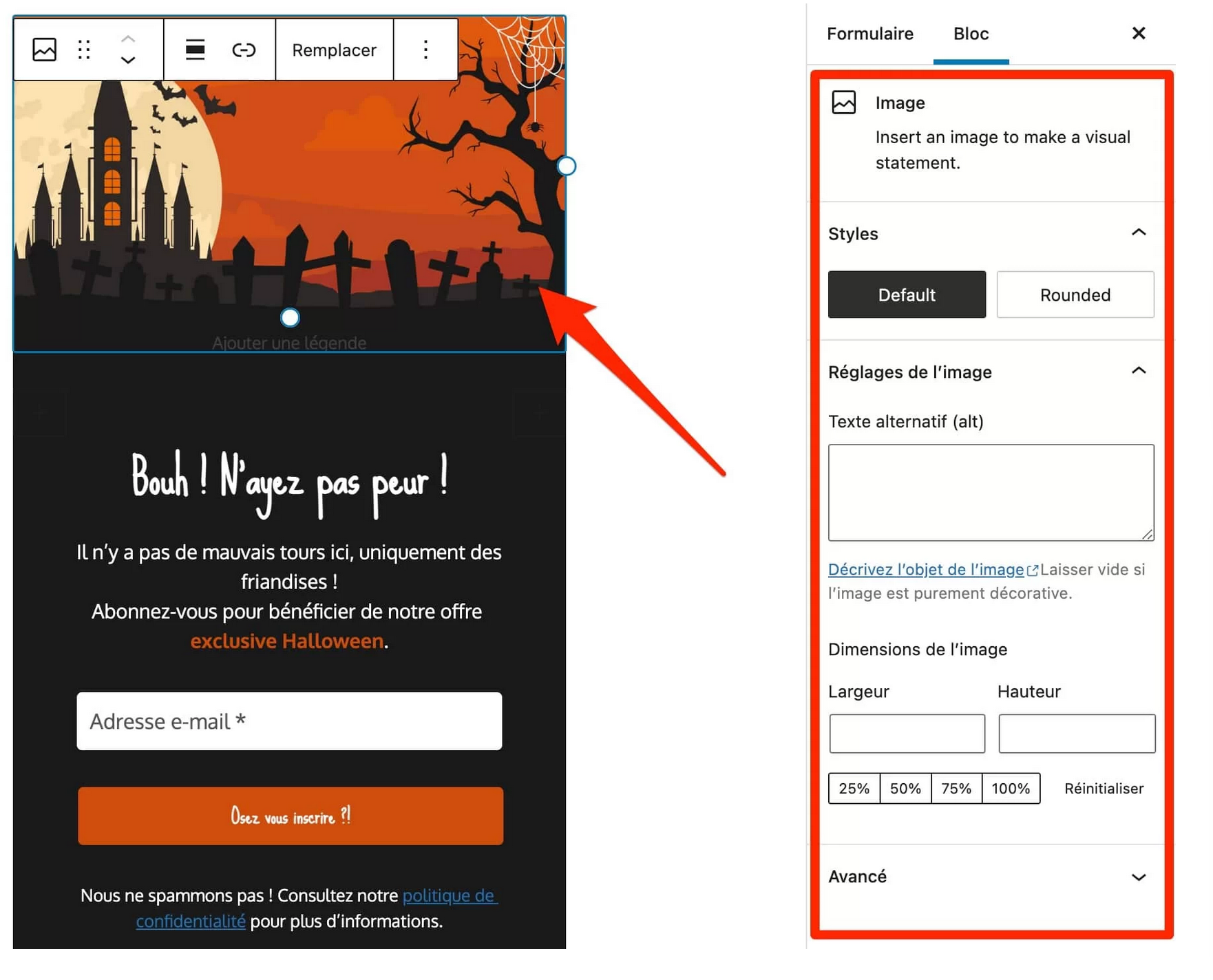 Personnalisation avec le plugin MailPoet.