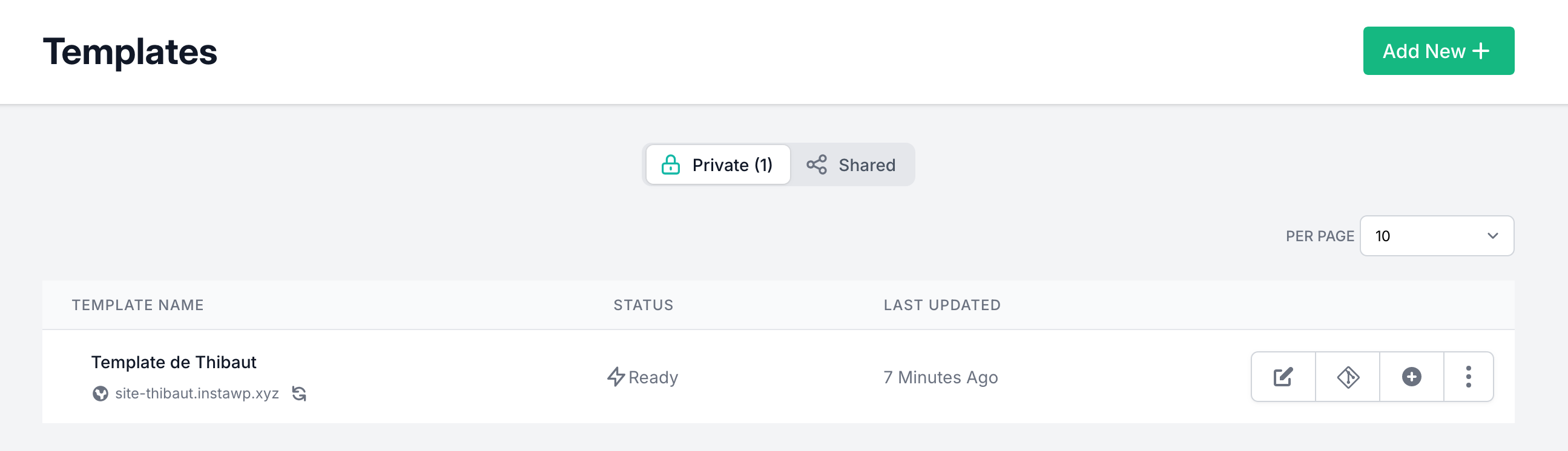 Liste des templates classés sur InstaWP.