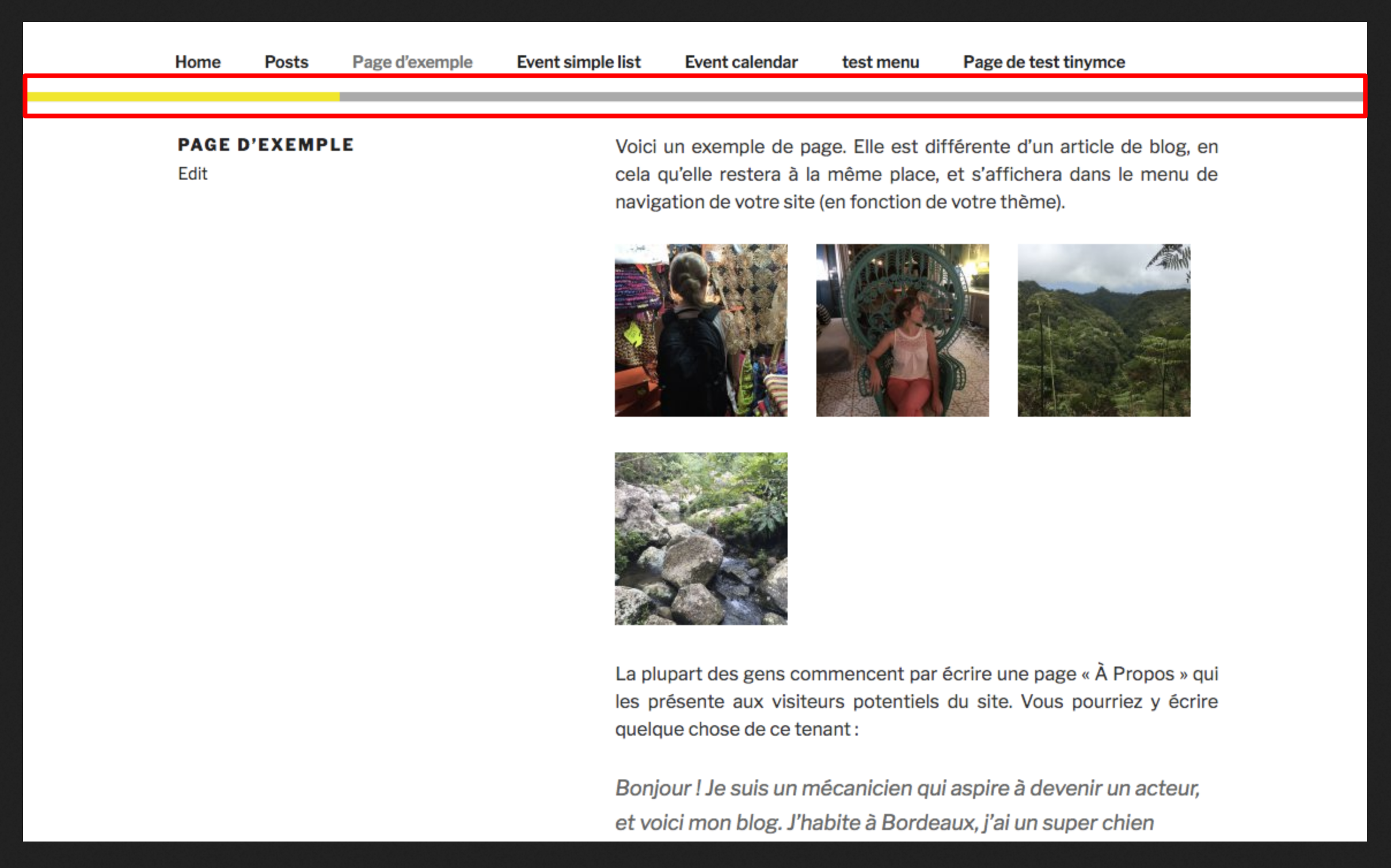 Exemple de barre de progression.