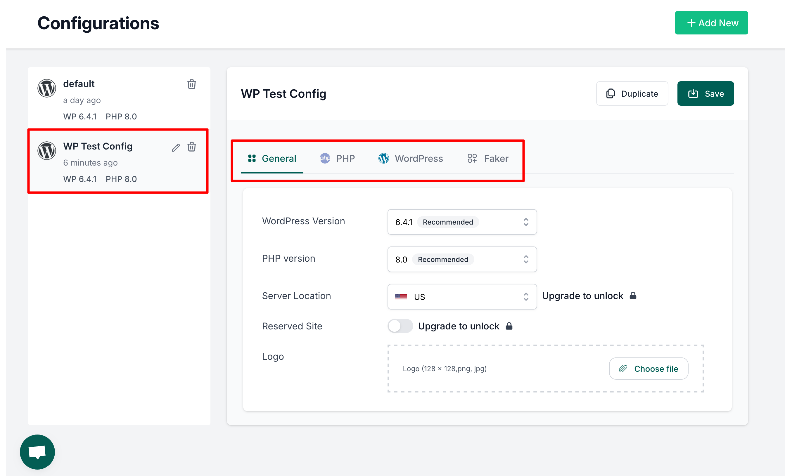 Paramétrage d'une configuration de base sur InstaWP.