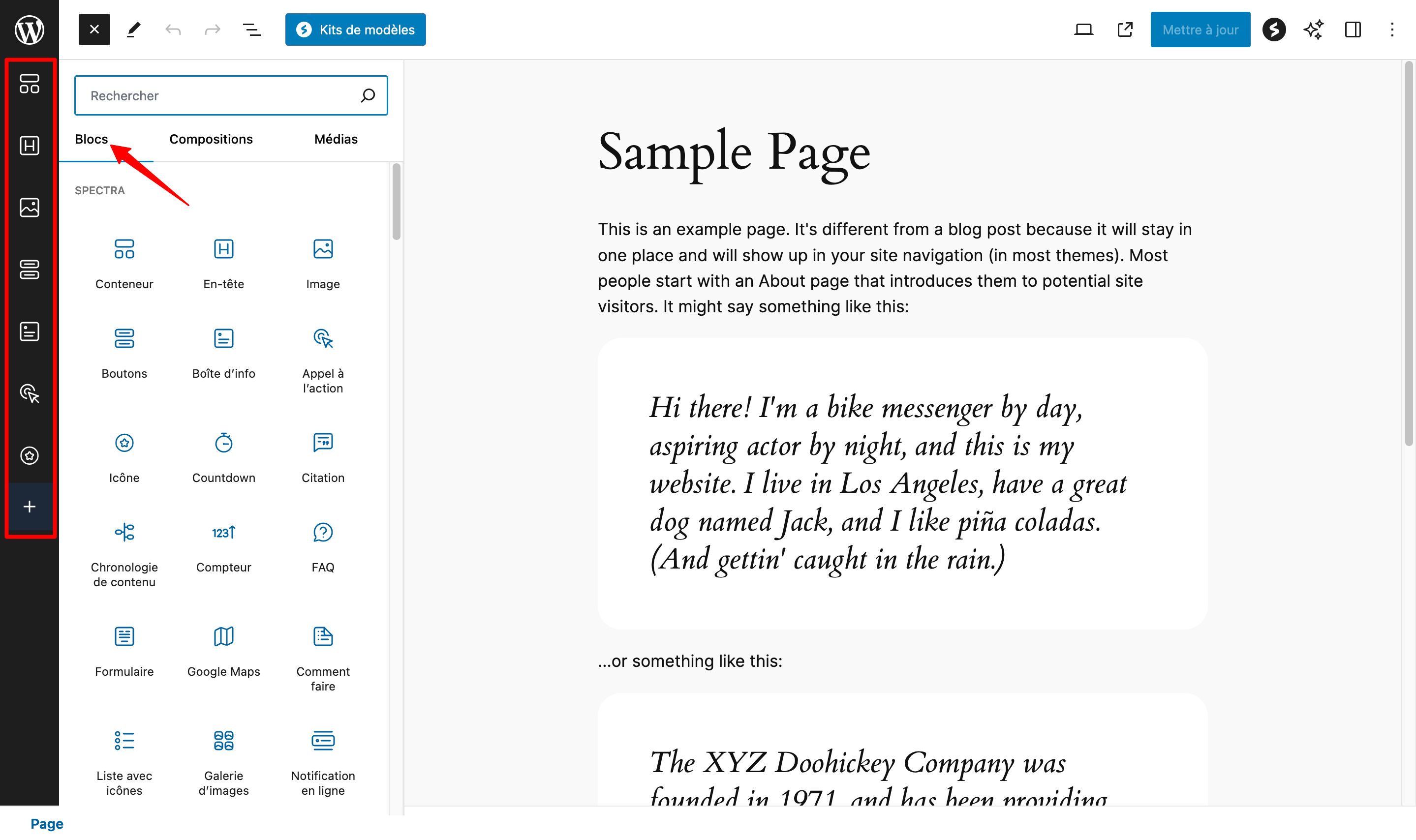Ajout de blocs sur Spectra.