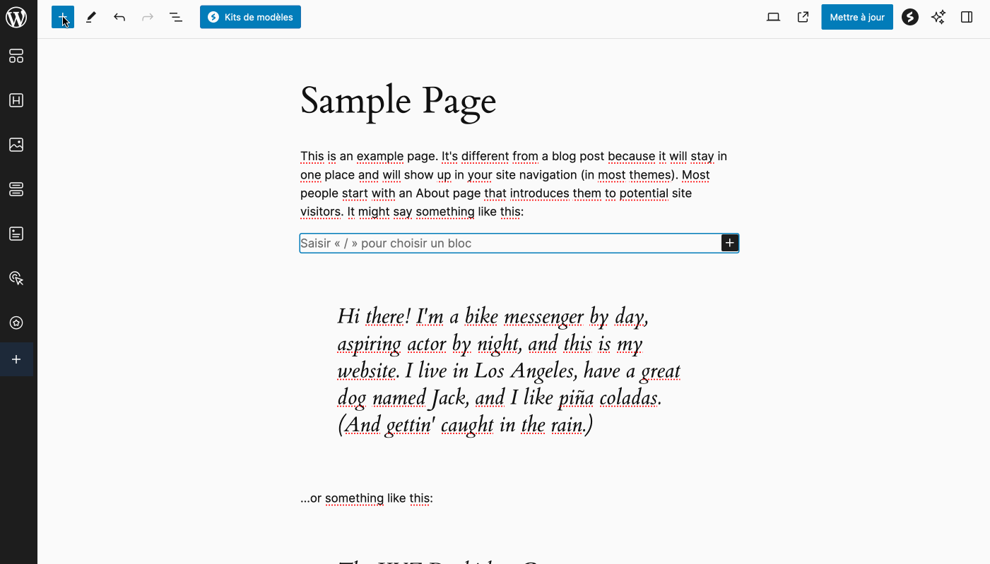 Ajout d'un bloc de contenu Titre sur Spectra.