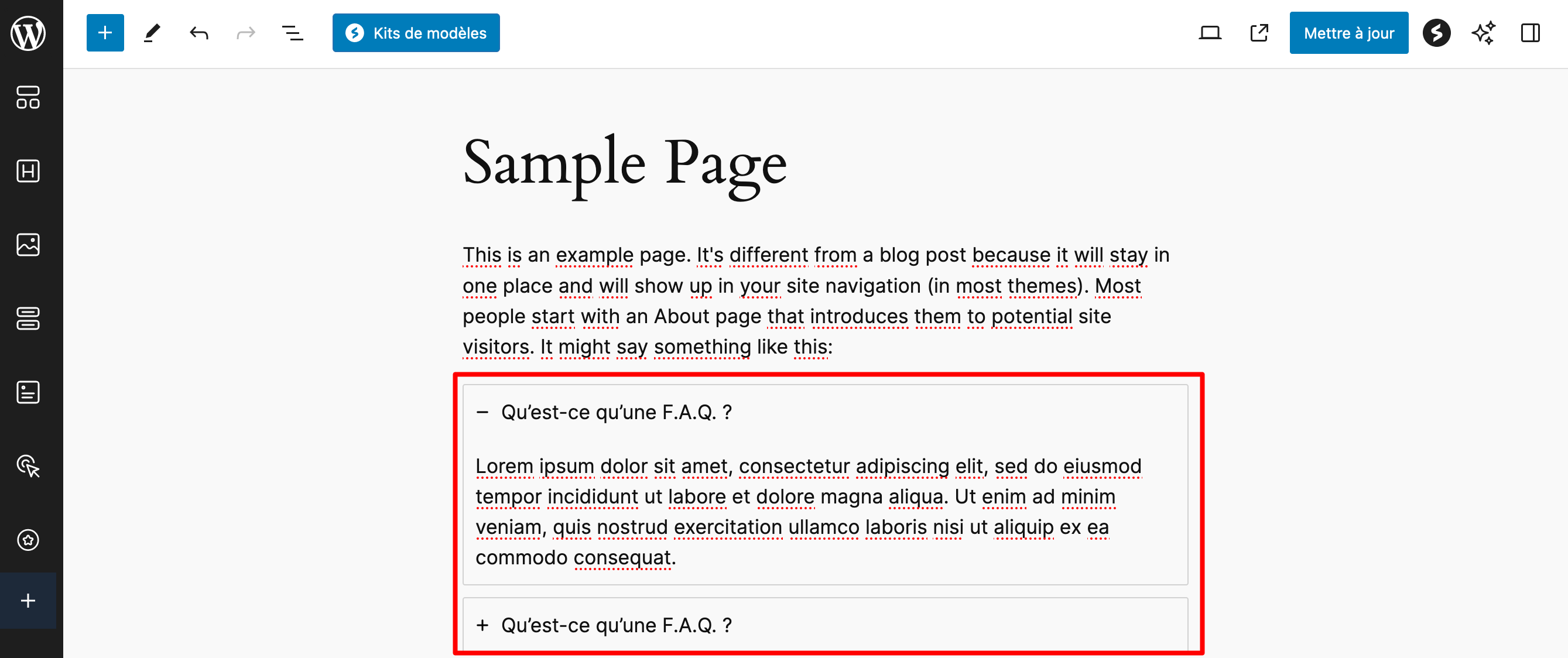Le bloc FAQ de Spectra.