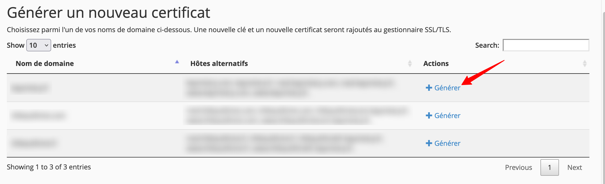 Génération d'un certificat SSL sur cPanel.
