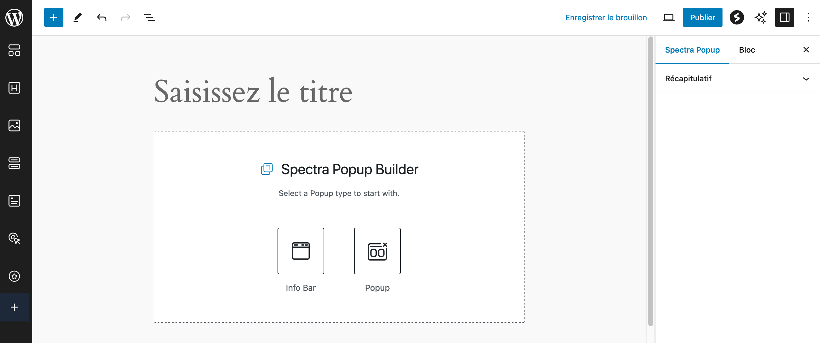 Le popup builder de Spectra.