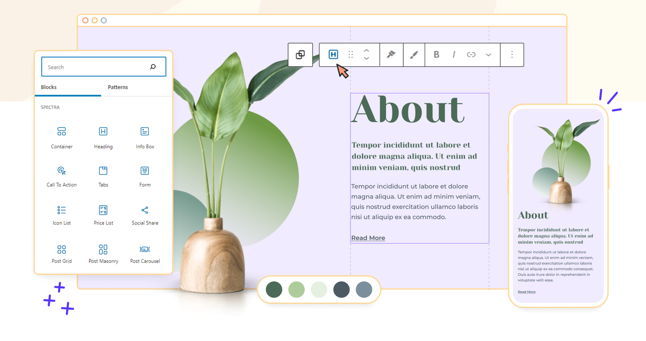 La page d'accueil de Spectra sur WordPress.