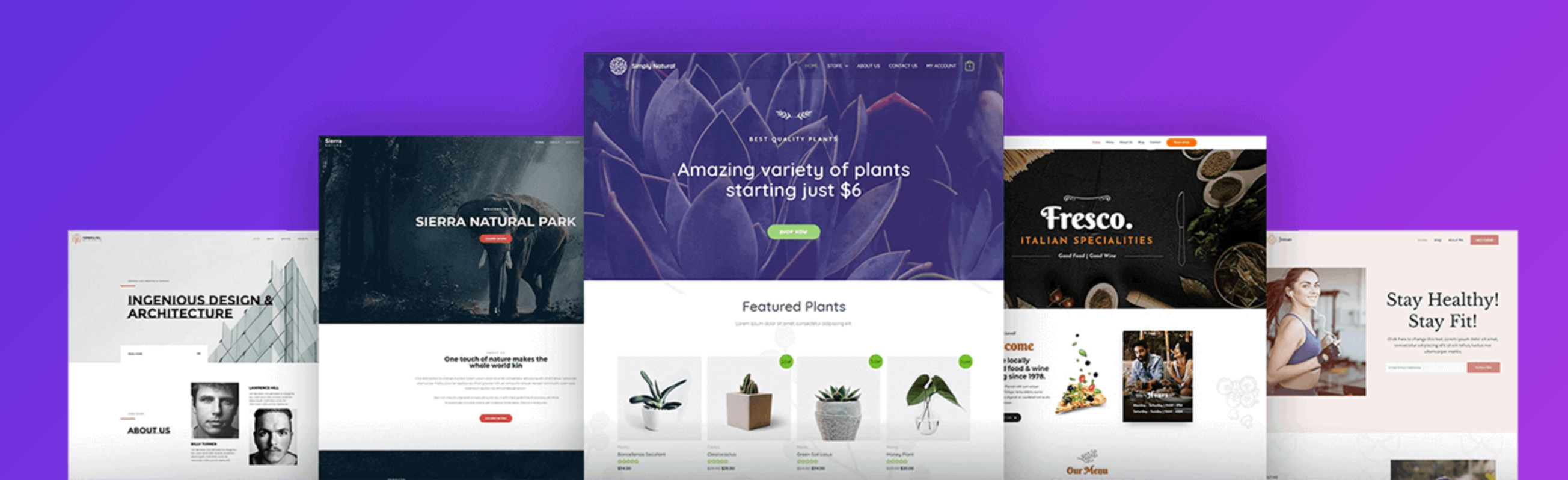 Les templates proposés par le thème Astra.