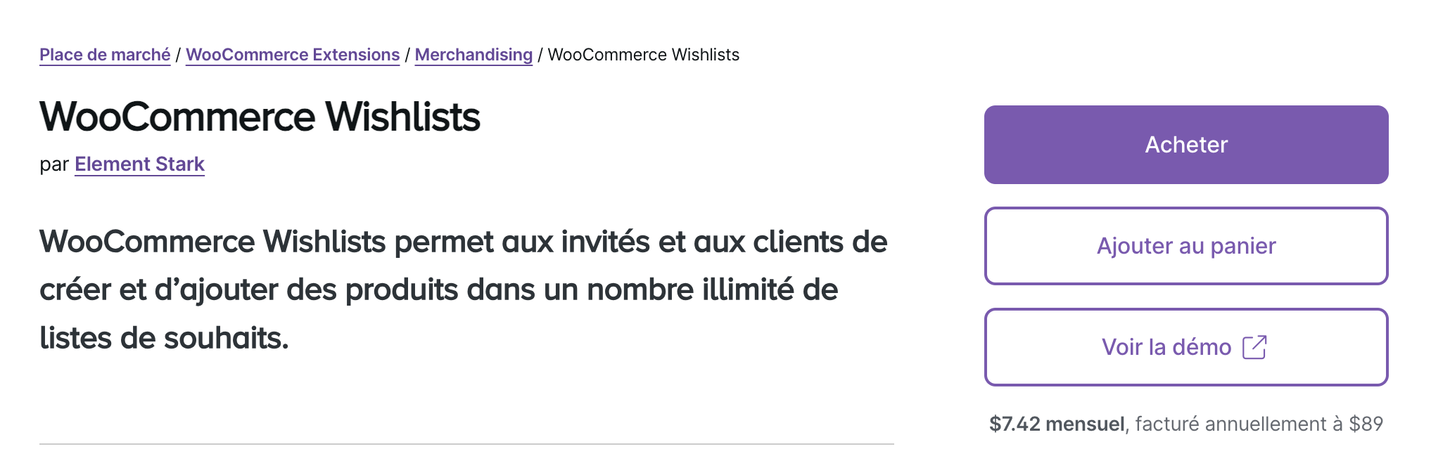 Le plugin WooCommerce Wishlists.