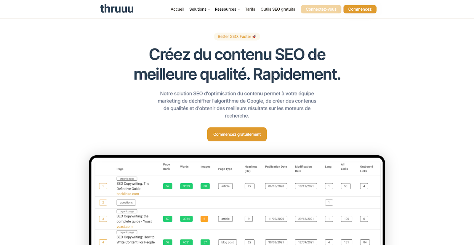 La page d'accueil du site de thruuu.