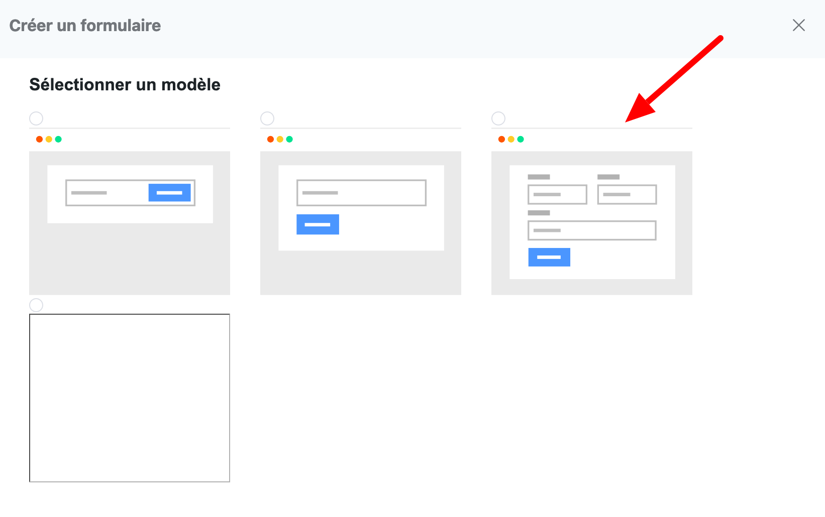 Sélection d'un formulaire d'abonnement avec FluentCRM.