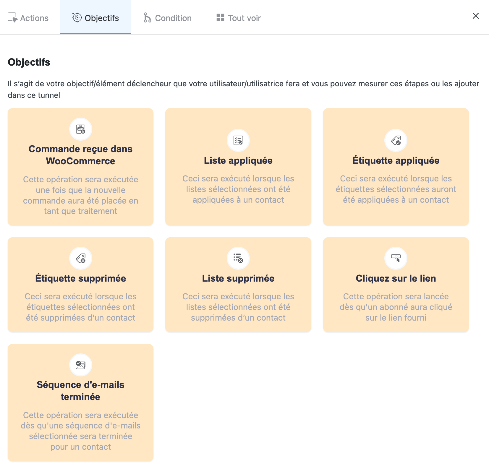 FluentCRM vous permet d'ajouter des objectifs à vos automatisations.
