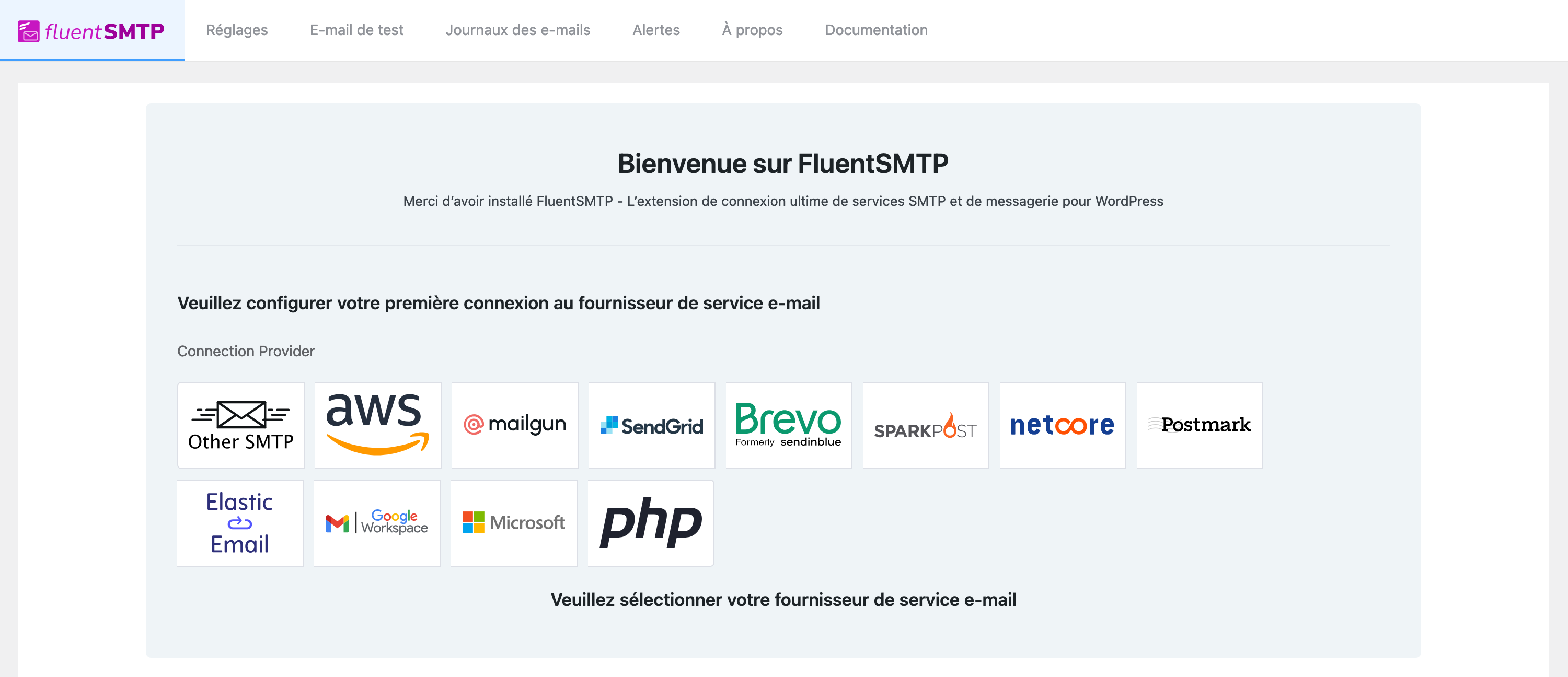 FluentCRM propose sa propre solution SMTP, FluentSMTP.