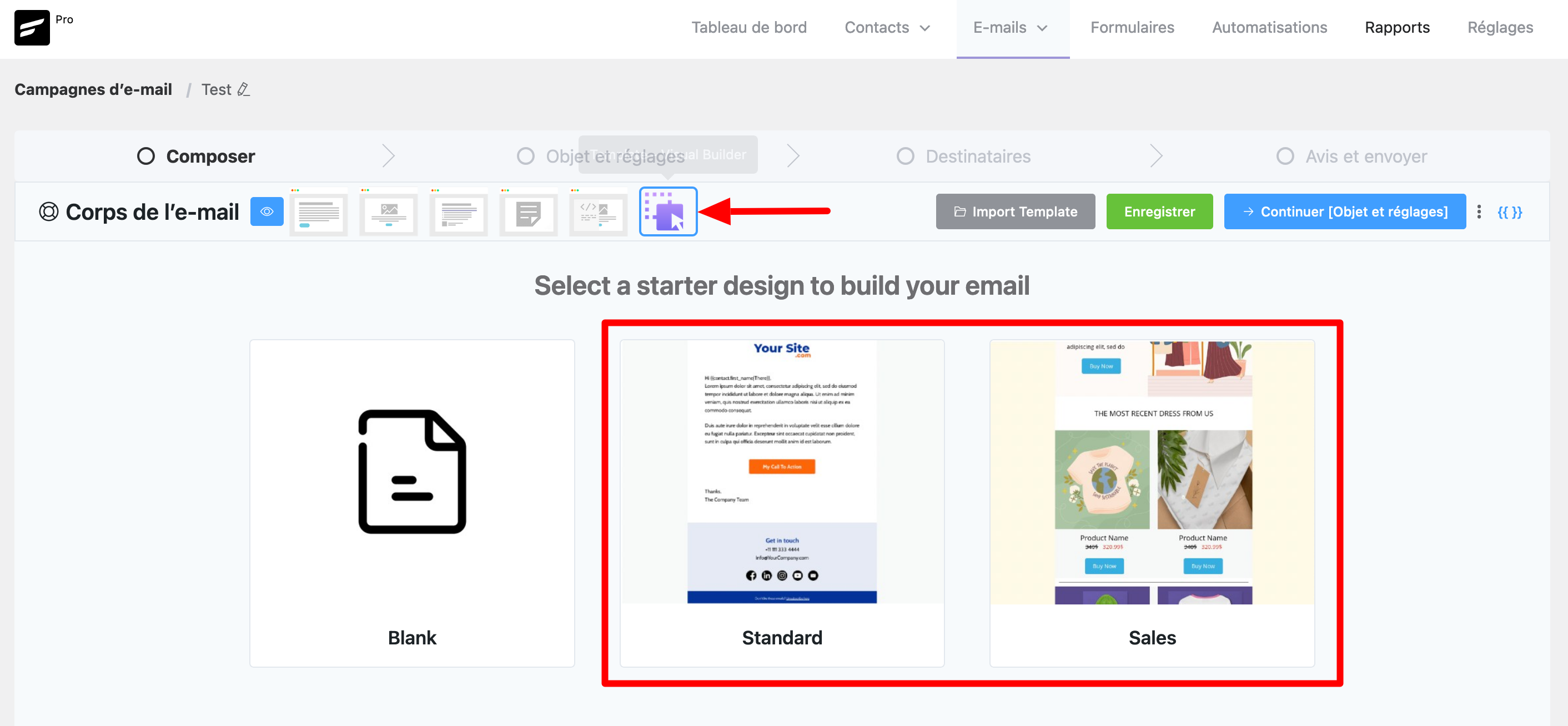 Templates proposés par FluentCRM.