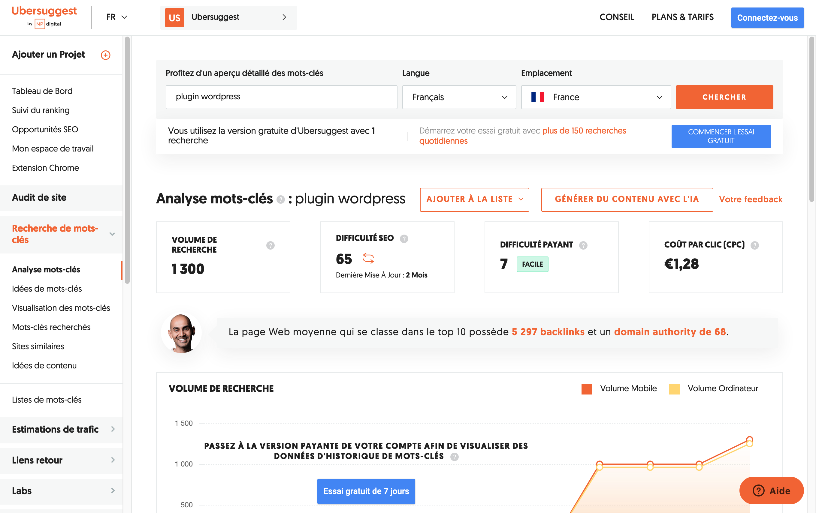 UberSuggest peut vous aider comment écrire un article de blog.