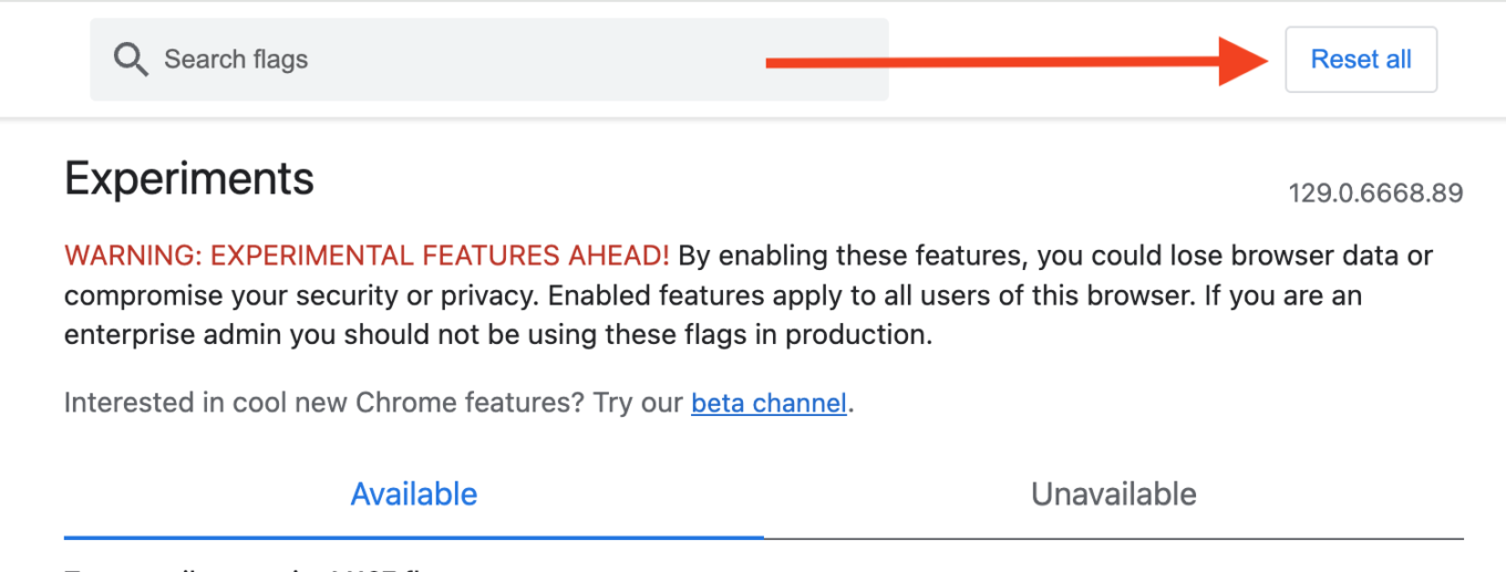 Réinitialiser les indicateurs de Chrome peut permettre de résoudre l'erreur DNS_PROBE_FINISHED_NXDOMAIN.