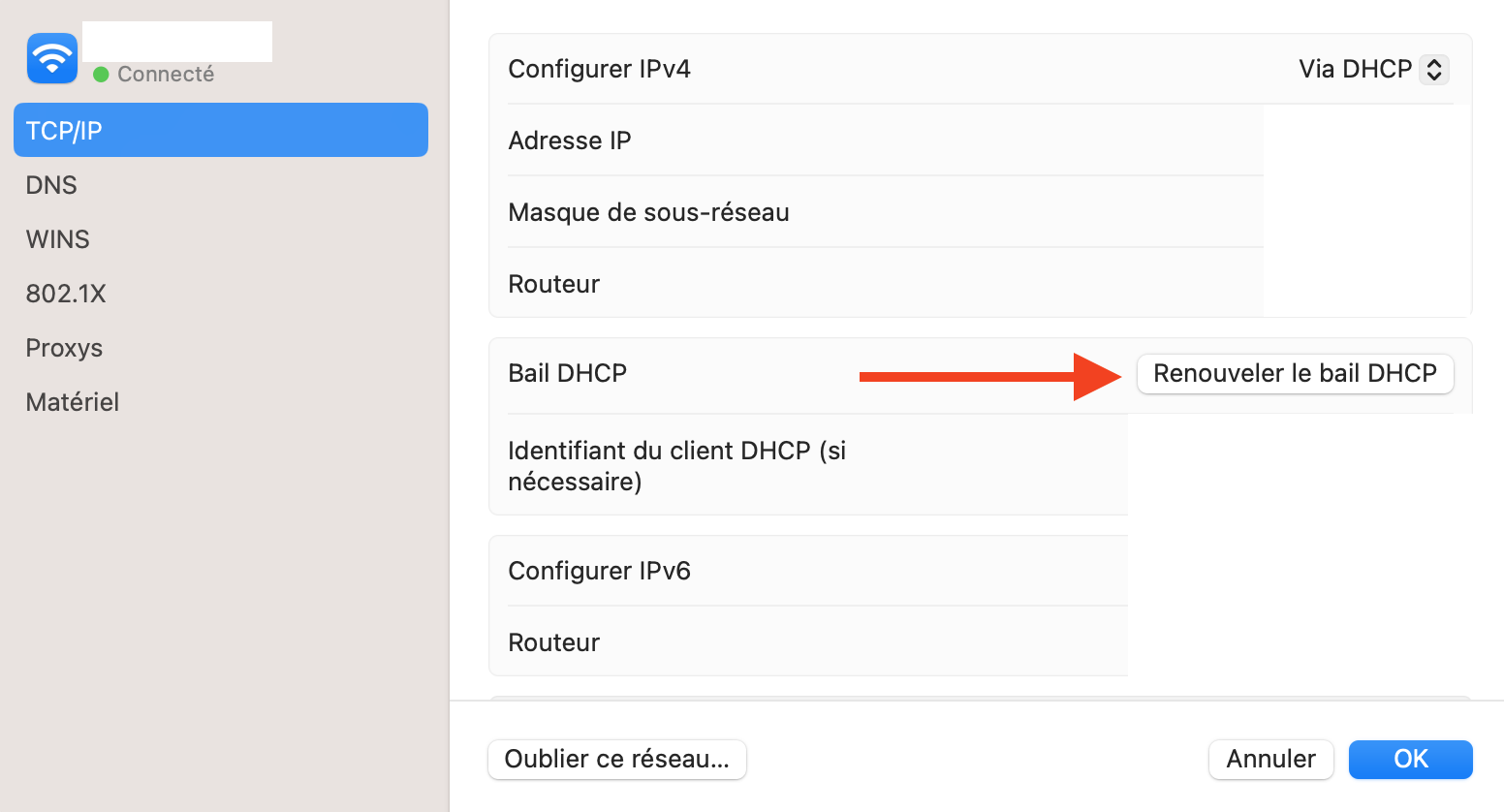 Renouveler le bail DHCP sur MacOS