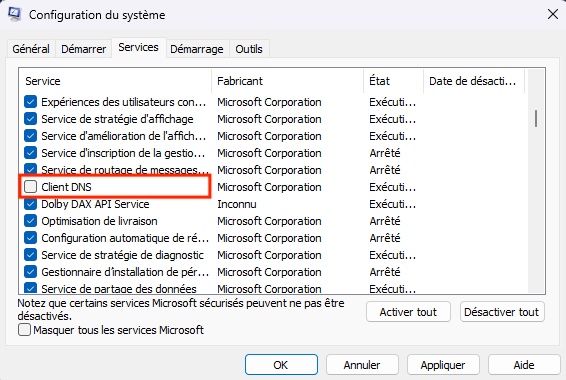 Redémarrer le client DNS sur Windows peut permettre de corriger une erreur DNS_PROBE_FINISHED_NXDOMAIN