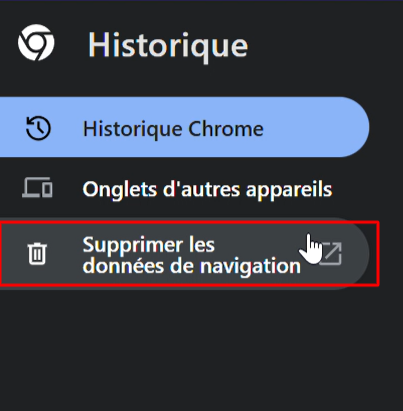 Supprimer les données de navigation sur Google Chrome