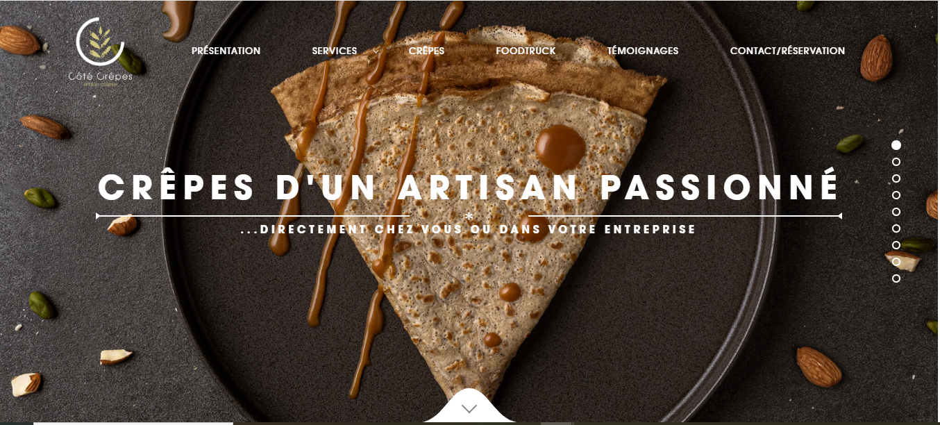 Le site internet du restaurant Côté Crêpes.