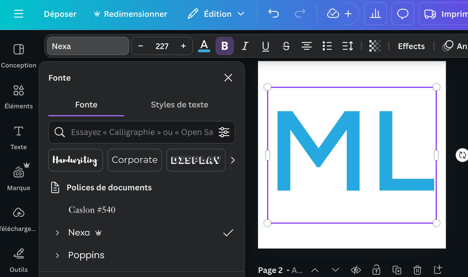Autre type de favicon avec Canva : la favicon avec des lettres