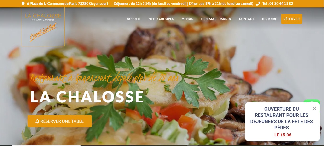 Le site web du restaurant La Chalosse.