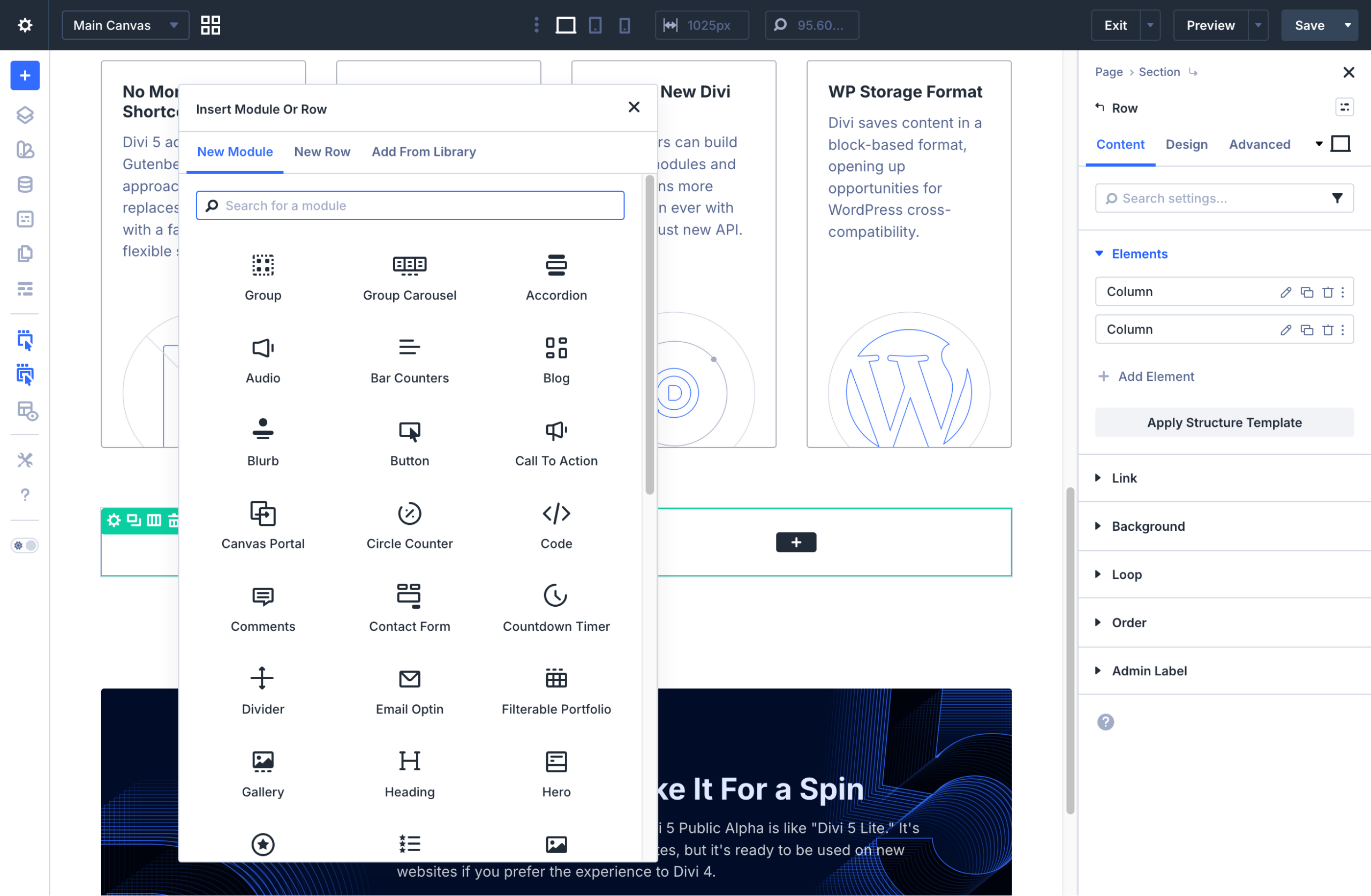 Ajout de modules sur Divi 5.